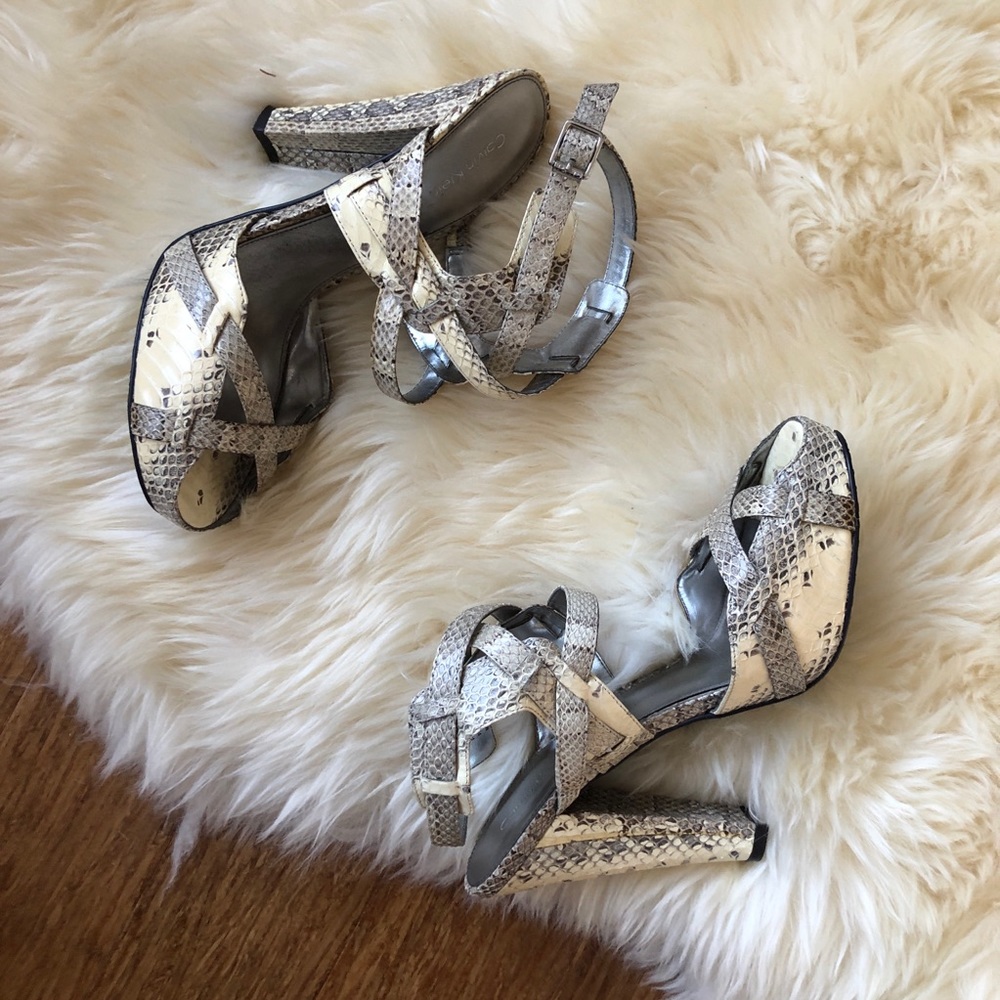 Calvin Klein Snake Peep-Toe Heels